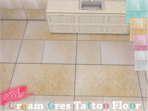 Sims 4 — Cream Gres Tattoo Floor by sassitsr — These Floor tiles from the typical tonalities of the summer ice creams,