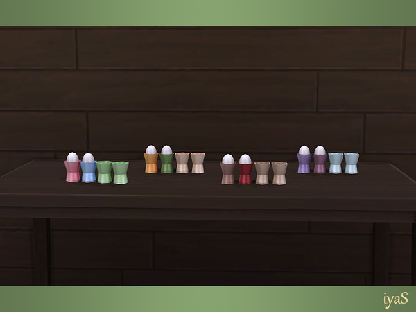 Sims 4 — Egg-cups by soloriya — Colorful four egg-cups with two eggs. 4 color variations. Part of Bon Appetit set.