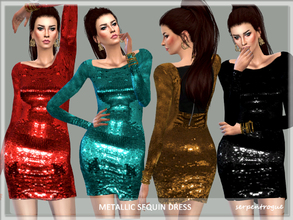 Sims 4 — Metallic Sequin Dress by Serpentrogue — Age: Teen to elder Category: Everyday, formal, party Variations: 10 New