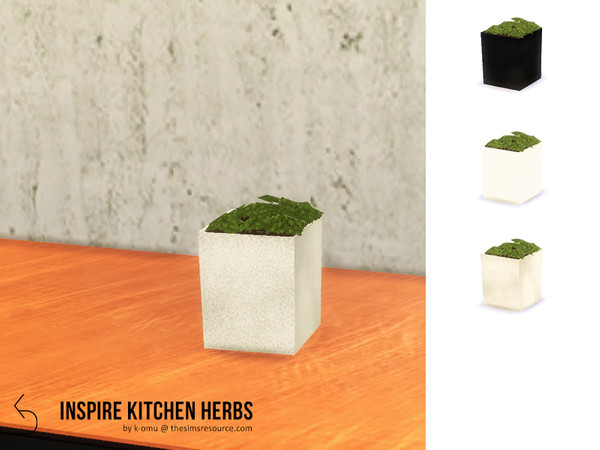 Sims 4 — INSPIRE Kitchen Herbs by k-omu2 — Herbs for your home! Comes in three swatches - Grey pot, Black pot and White