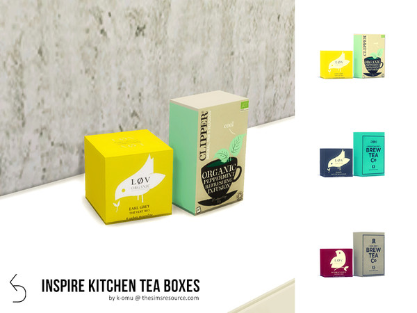 Sims 4 — INSPIRE Kitchen Tea Boxes by k-omu2 — Keep your teas on display with these cute tea boxes. Comes in three