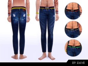 Sims 4 — Jon Jeans for Men by doumeki — New jeans for males with a little underwear showing.