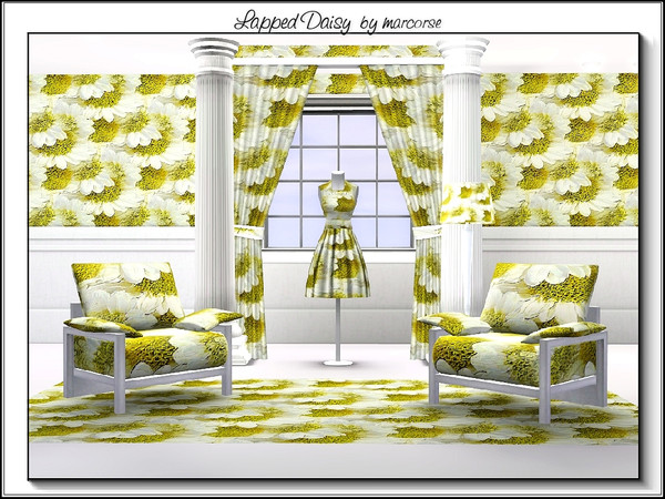 Sims 3 — Lapped Daisy_marcorse by marcorse — Fabric pattern - overlapping daisies in yellow and white