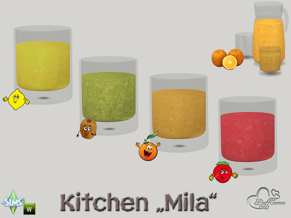Sims 4 — Kitchen Clutter Mila Juice Glas by BuffSumm — Part of the *Kitchen Clutter Mila* Created by BuffSumm @ TSR