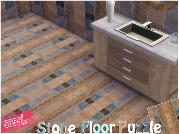 Sims 4 — Stone Floor Puzzle by sassitsr — These floor tiles transmit elegance, color and solidity. These tiles will make
