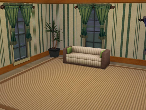 Sims 4 —  Green and Cream Striped wallpaper - Dark version by GiddySimLogic — Lovely deep green and cream striped