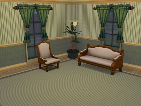 Sims 4 — Soft Green and Cream Striped Wallpaper by GiddySimLogic — White, green, and cream stripes paired with textured