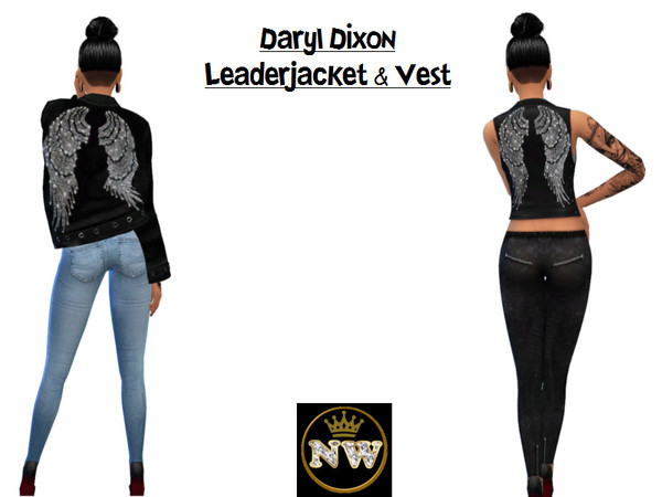 Sims 4 — Daryl Dixon Set  by Naddiswelt — -Leaderjacket, can be found in hats. -Leadervest -1 Motiv -Darly Dixon Fans :*