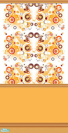 Sims 2 — Mama D's Sims2 Paper LBM 0020d - Rail by mamads32209 — Retro circles in oranges, browns etc.. Light brown double
