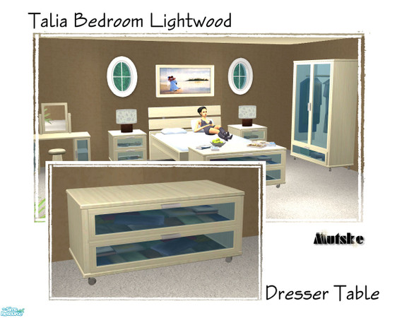 Sims 2 — Talia Bedroom Lightwood - Dresser Table by Mutske — In Lightwood, and glass doors. Surface. 