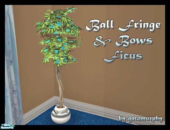 Sims 2 — Ball Fringe & Bows Flowering Ficus by gatomurphy — A bit of retro fun for the bathroom or kitchen! This is