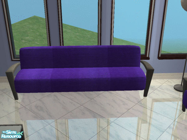 Sims 2 — Deep Blue Living Room - Sofa by Zillah — Cobalt blue silk and black matte aluminum.