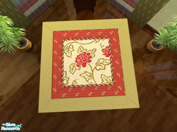 Sims 2 — Cottage Decor Set 3-Rose Pattern Rug by froilan — Beautiful Rose patterned rug with trim. Part of the Cottage