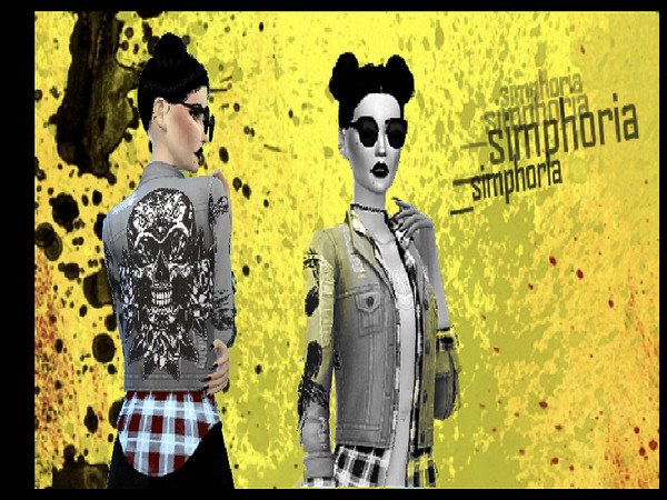 Sims 4 — Skull Jacket - Cool Kitchen needed by __simphoria — Basic game jacket retexture with a skull and cross in the