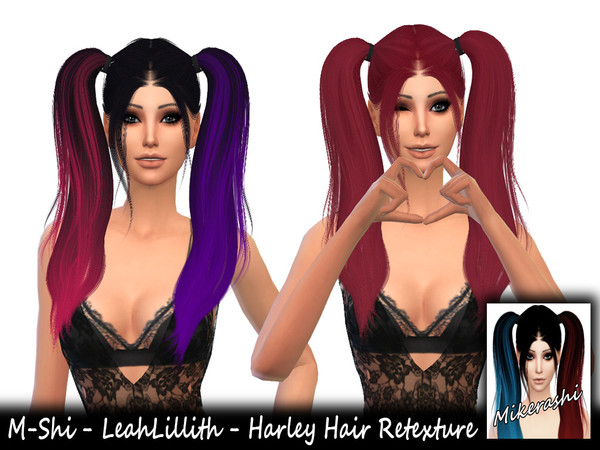 Sims 4 — M-Shi - LeahLillith - Harley Hair Retexture (Mesh Needed) by mikerashi — -45 Colors (Special for this hair