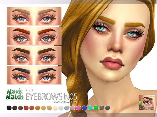 Sims 4 — MM Eyebrows N05 - Elle by Pralinesims — Maxis match style eyebrows in 18 usual colors. All ages, all genders.