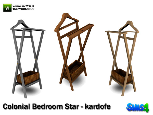 Sims 4 — kardofe_Colonial Bedroom Star_Coat rack by kardofe — Clothes Coat rack to leave overnight, has three slots