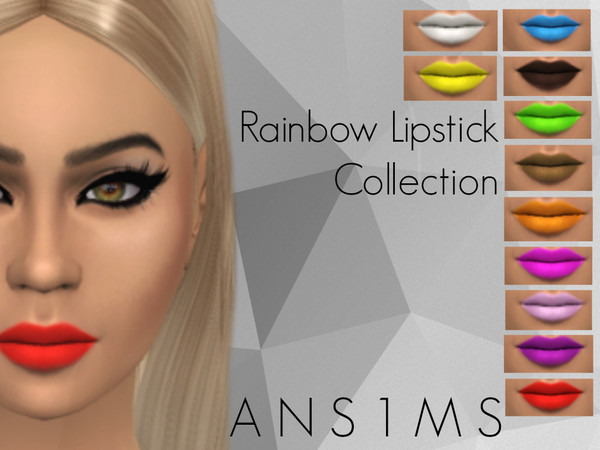 Sims 4 — Rainbow Lips Collection | Ans1ms by ans1ms — A variation of lipstick colours :) 12 Colours + Custom Thumbnail
