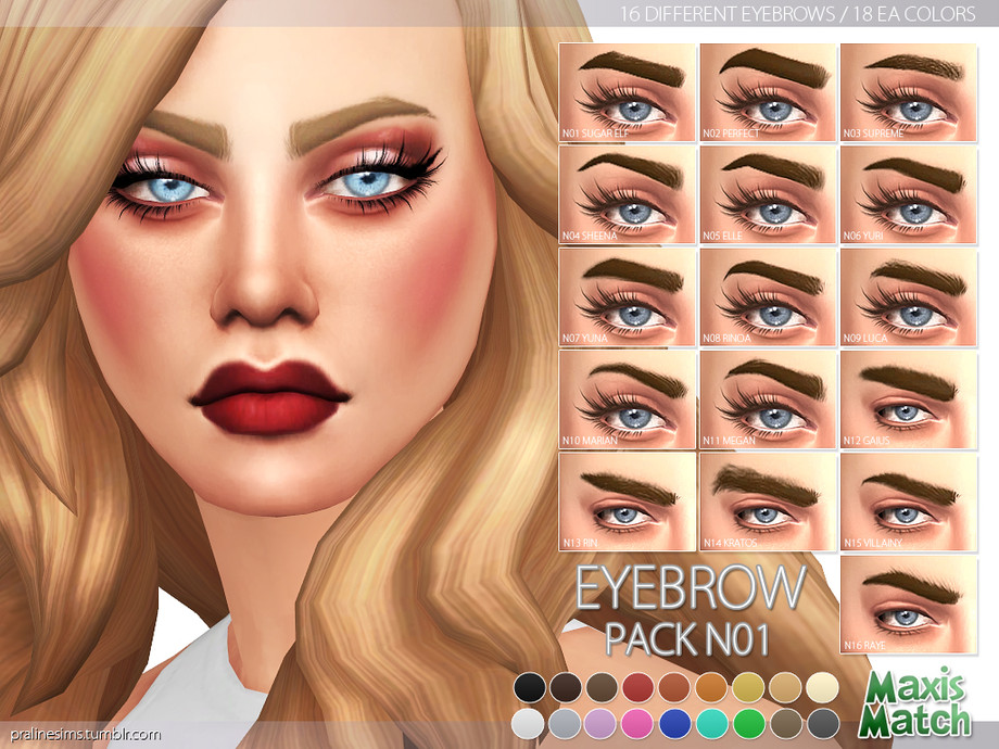 Sims 4 - Maxis Match Eyebrow Pack N01 by Pralinesims - 16 maxis match...