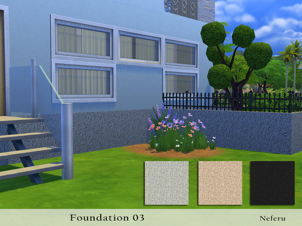 Sims 4 — Foundation 03 by Neferu2 — Stucco foundation. 3 color options