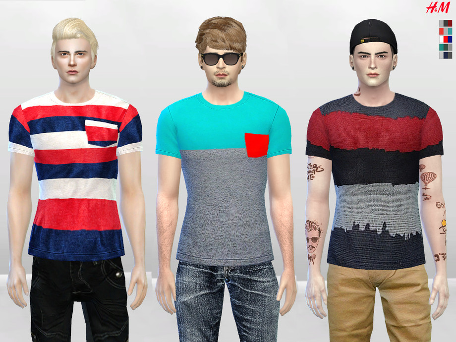 The Sims Resource - Striped and Curved Slim-Fit Tees