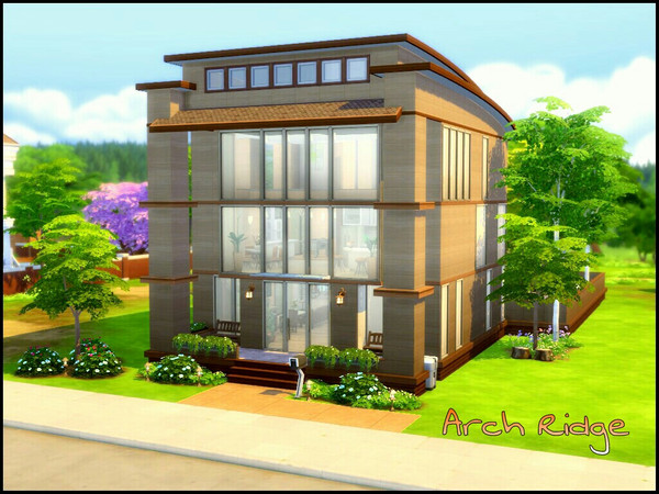Sims 4 — Arch Ridge by Sparky — Arch Ridge is a large 2 bedrooms and 2 full bathrooms 3 story home. 1st floor has a