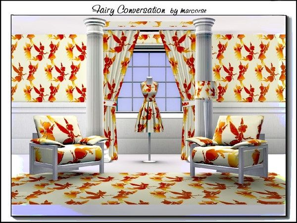 Sims 3 — Fairy Conversation_marcorsse by marcorse — Themed pattern: little girl fairies in brown and gold