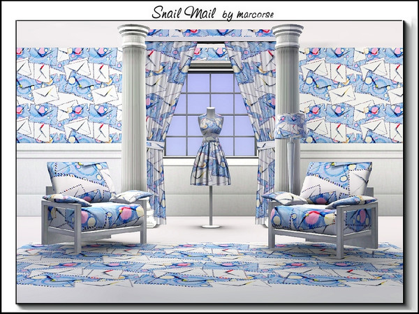 Sims 3 — Snail Mail_marcorse by marcorse — Themed pattern - stack of airmail envelopes.