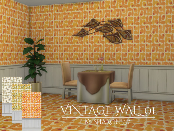 Sims 4 — Vintage Wall 01 by sharon337 — Vintage Wallpaper in 3 colors, created for The Sims 4, by Sharon337. Thumbnail