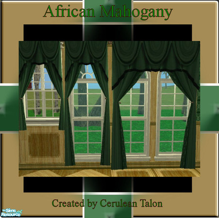 Sims 2 — African Mahogany Office - Curtains by Cerulean Talon — Deep, rich and bold wood colors found in these imported
