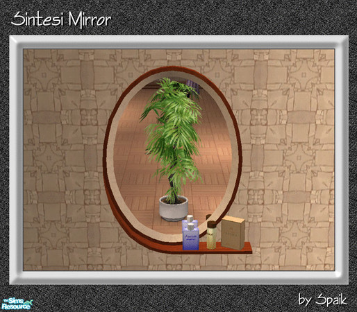 Sims 2 — Sintesi Bedroom Mirror MESH by Spaik — A curved, modern but not too much mirror with a bracket for perfumes.