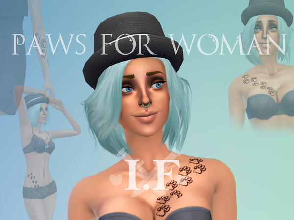 Sims 4 — Paw Tattoo Set for Female by Ivara — Paw Tattoo Set for Female, for Breast right and left, Belly and Arm