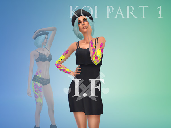 Sims 4 — Koi Tattoo Female Set by Ivara — Koi Tattoo Female Set For the arm left and rigt and the left leg