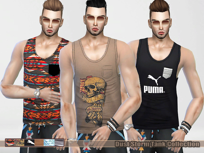 The Sims Resource - Dust Storm Tank Tops Collection(male)