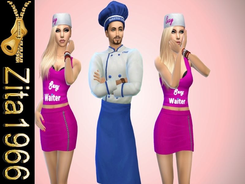 The Sims Resource Waitress And Chef Outfits Get To Work Get Together