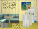 Sims 4 — Geometric Walls and Floors 01 by sharon337 — Set of 4 Walls in 2 colors in all 3 wall heights, Carpet and Wooden