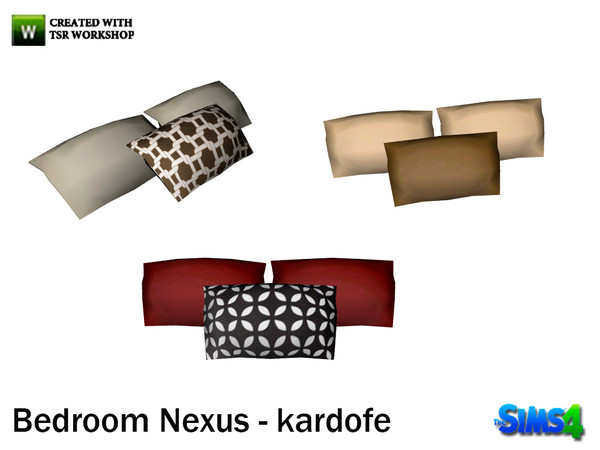 Sims 4 — kardofe_Bedroom Nexus_Cushions by kardofe — Cushions placed on the bed in three different textures do not need
