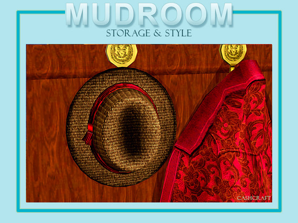 Sims 3 — Mudroom Hat by Cashcraft — A hat with a decorative band for the mudroom bench. Created by Cashcraft for TSR.
