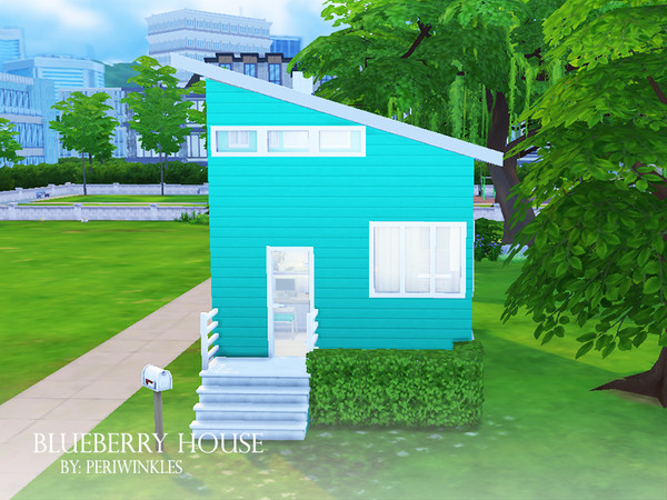 Sims 4 — Blueberry House by periwinkles — this is a cute open concept Tiny House inspired starter home with one bathroom
