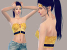 Sims 4 — Gold Top by JulieBFMV — A gold top with pearls and a black belt. 