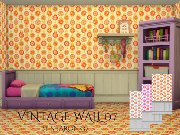 Sims 4 — Vintage Wall 07 by sharon337 — Vintage Wallpaper in 3 Colors in all 3 Wall Heights. Created for The Sims 4 by