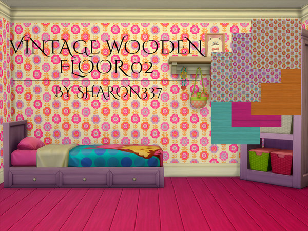Sims 4 — Vintage Wooden Floor 02 by sharon337 — Vintage Wooden Floor in 3 pattern and 3 plain colors, created for Sims 4,