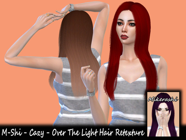 Sims 4 — M-Shi - Cazy - Over The Light Hair Retexture (Mesh Needed) by mikerashi — -52 Colors -Texture made by Me