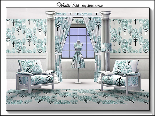 Sims 3 — Winter Trees_marcorse by marcorse — Themed pattern: stylised tree design in icy blue.