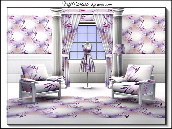 Sims 3 — Soft Daisies_marcorse by marcorse — Fabric pattern - daisies and grasses in a soft focus design in pinky purple