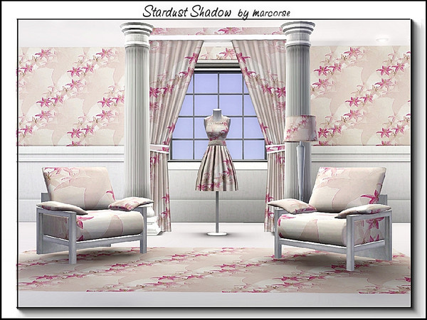 Sims 3 — Stardust Shadow_marcorse by marcorse — Fabric pattern: pink stardust lily in a diagonal shadowy design