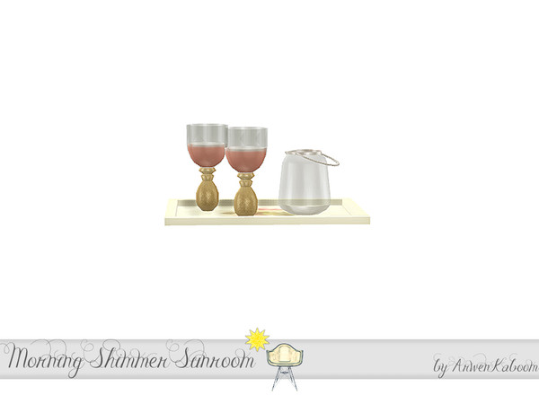 Sims 4 — Morning Shimmer Sunroom - Tray by ArwenKaboom — Deco tray with glasses. You can recolor my objects with included