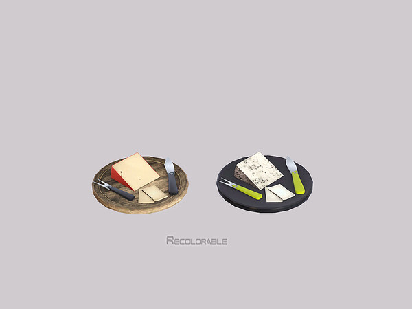 Sims 3 — Black White Dining - Cheese Plate by ung999 — Black White Dining - Cheese Plate Recolorable Channels : 4 Located