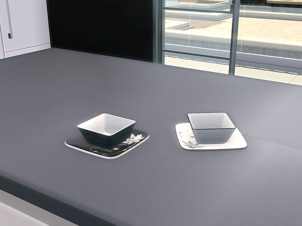 Sims 3 — Black White Dining - Kitchenware by ung999 — Black White Dining - Kitchenware recolorable Channels : 4 Located