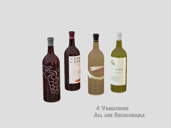 Sims 3 — Black White Dining - Wine Bottle by ung999 — Black White Dining - Wine Bottle Recolorable Channels : 3 Located